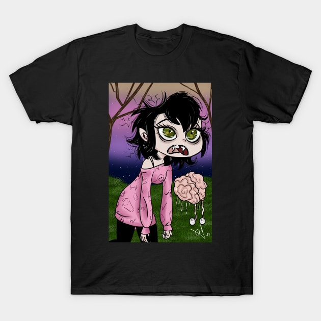 Adorable Little Gothic Vampire Crafter Brain Witch T-Shirt by OCDVampire